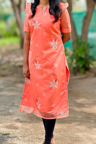 Organza Kurti with gold foil