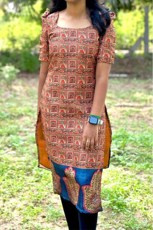 Kalamkari print tussar silk Kurti