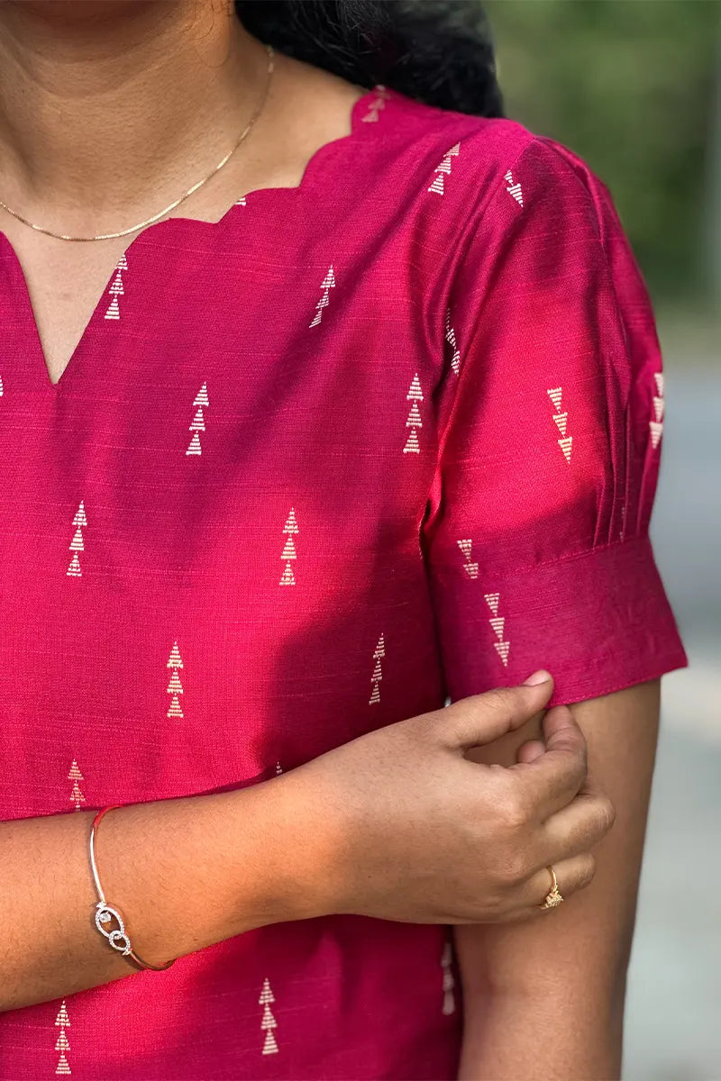Rani pink Rawsilk Kurta Set