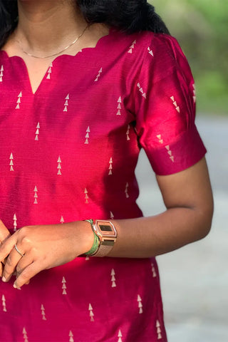 Rani pink Rawsilk Kurta Set