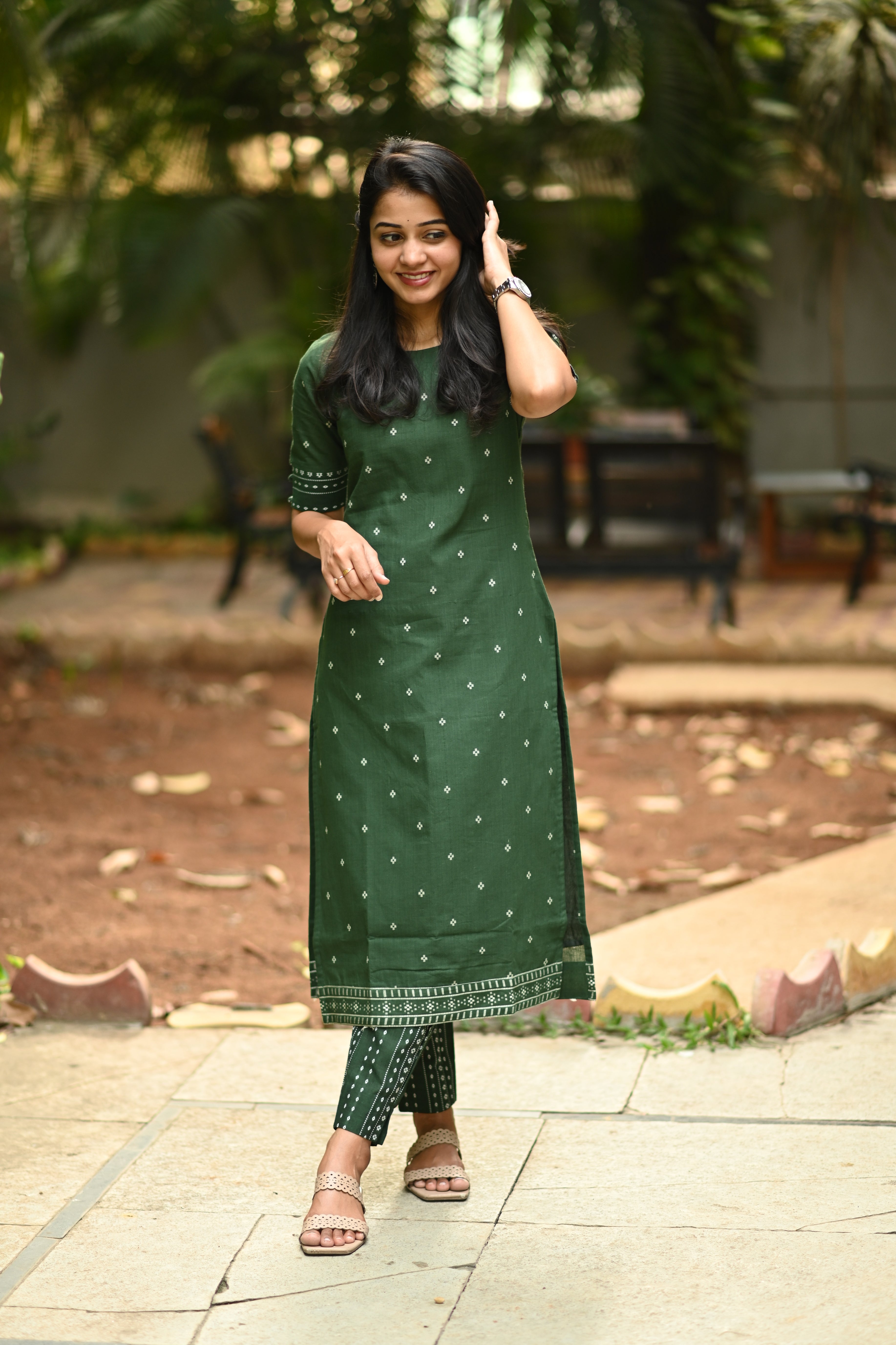 Olive Edit Handloom Cotton Kurta Set