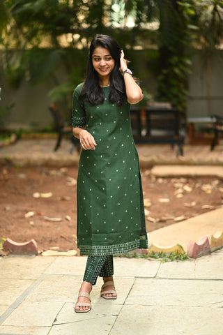 Olive Edit Handloom Cotton Kurta Set