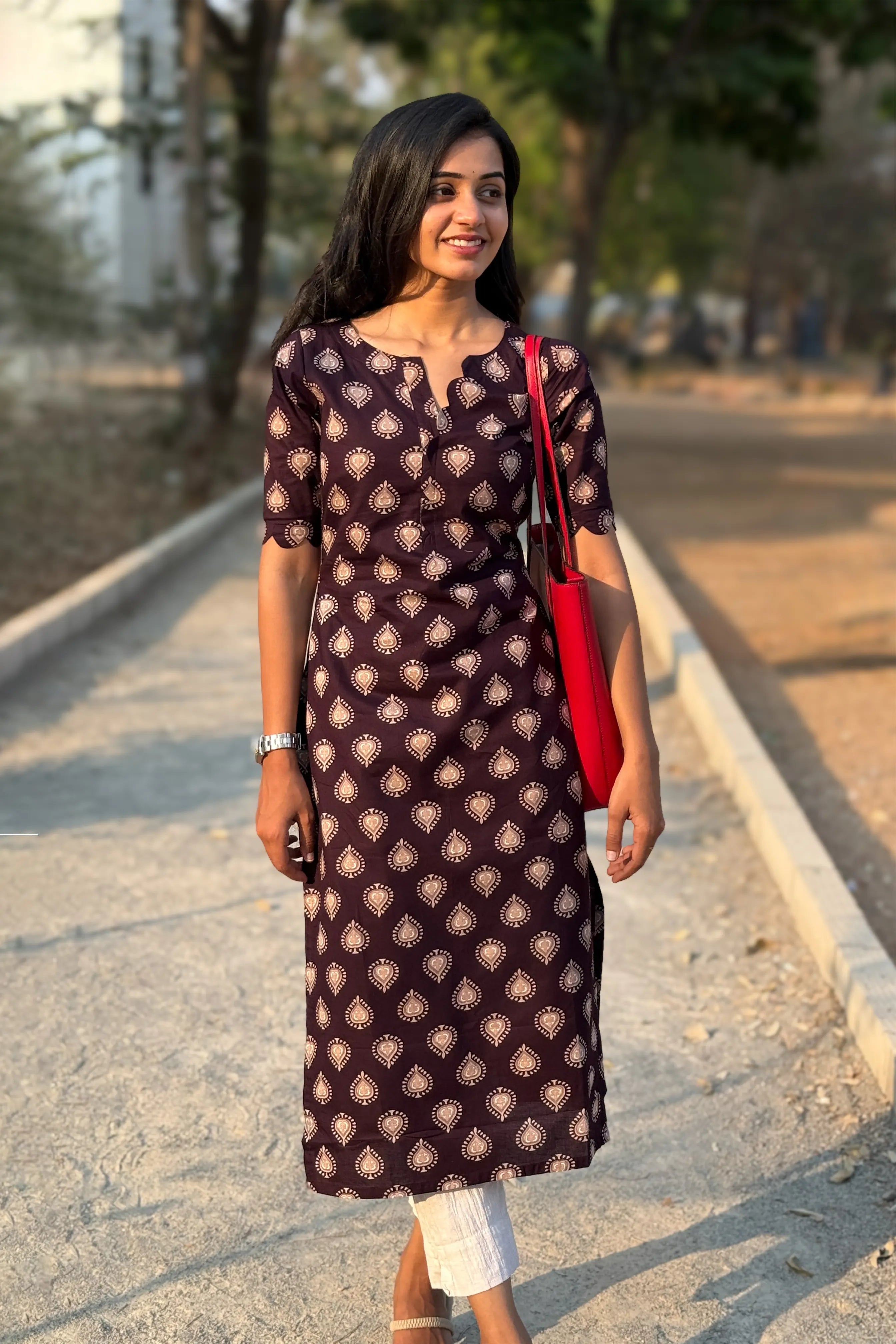 Wine Cotton kurti