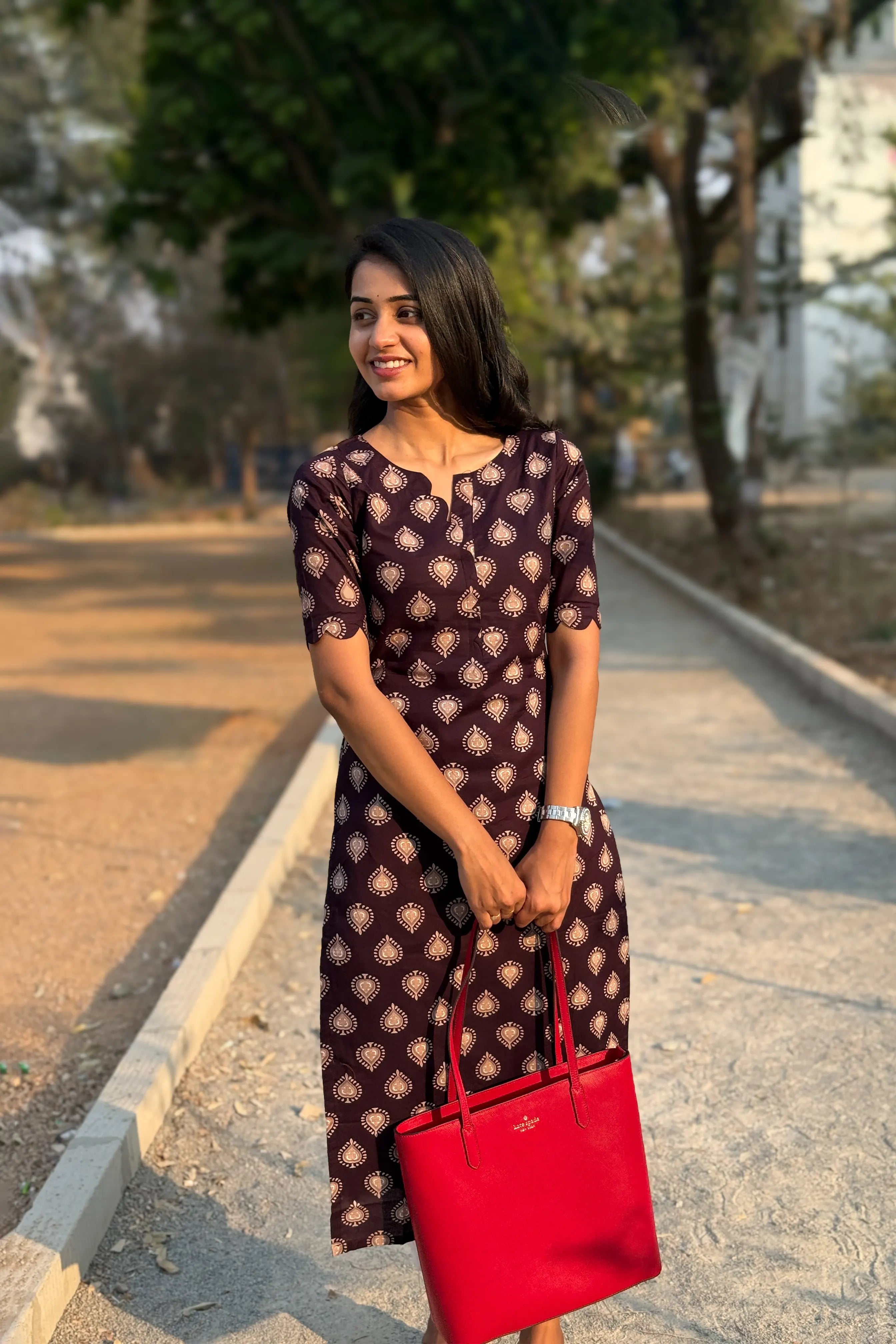 Wine Cotton kurti