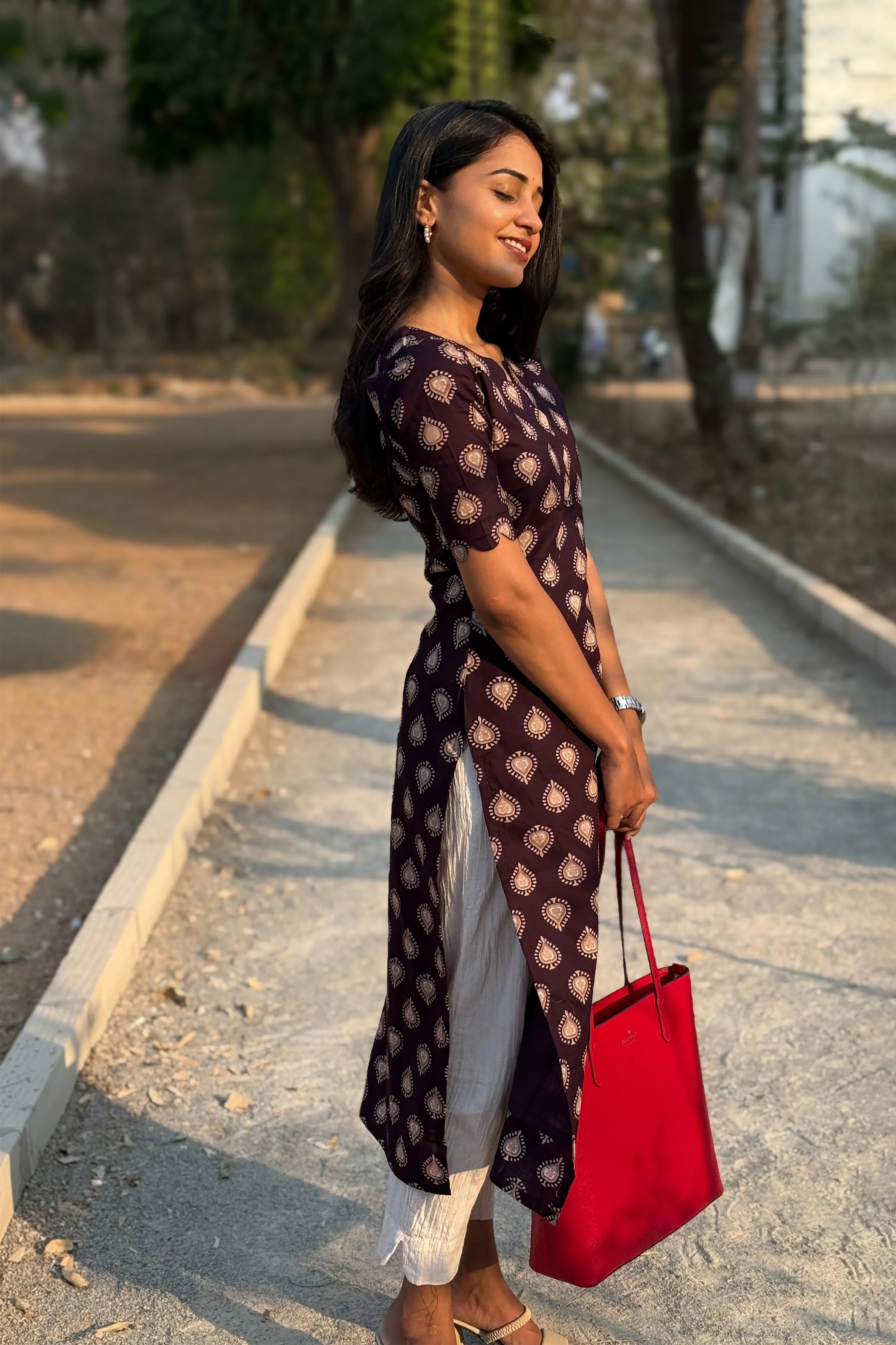 Wine Cotton kurti