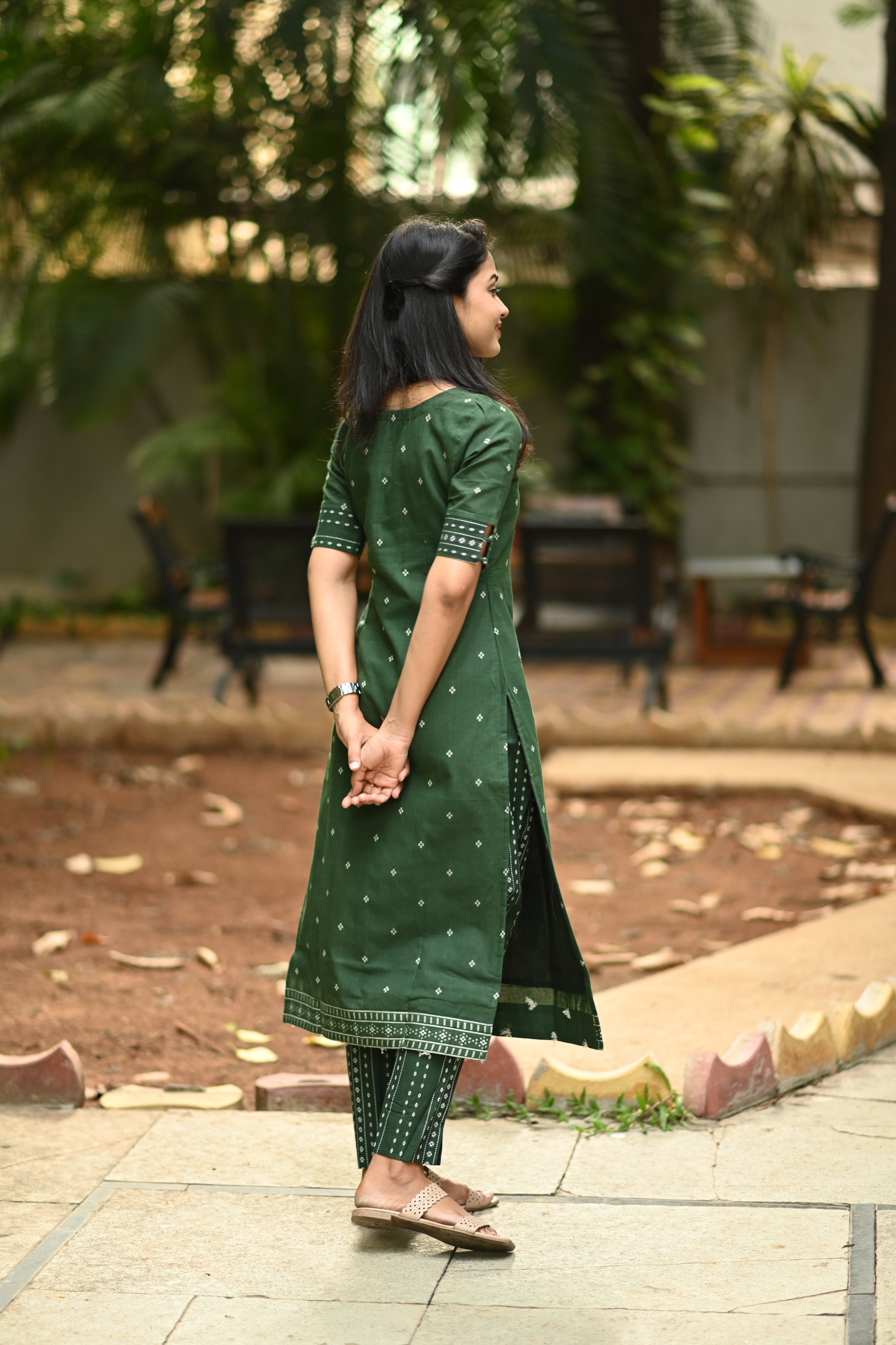 Olive Edit Handloom Cotton Kurta Set