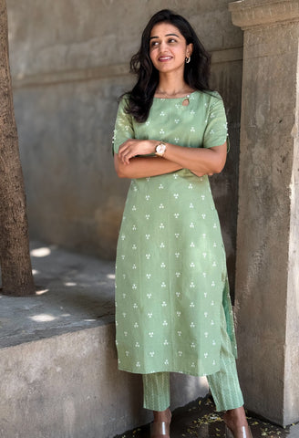 Mint Thread Kurta Set