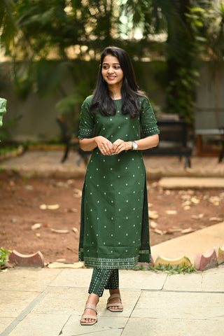 Olive Edit Handloom Cotton Kurta Set