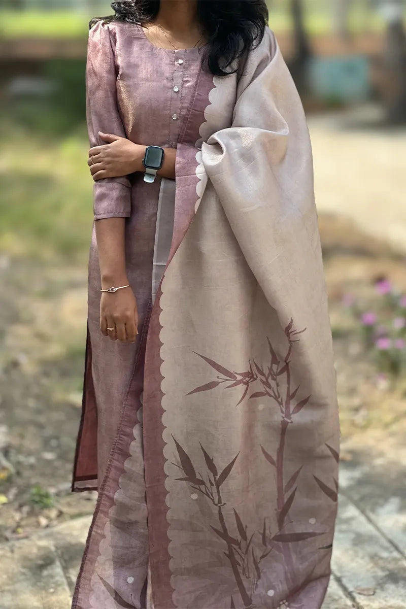 Tissue silk kurti with dupatta