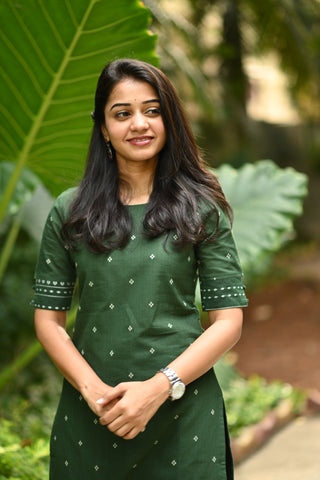 Olive Edit Handloom Cotton Kurta Set
