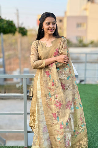 Tissue Silk kurti with Dupatta