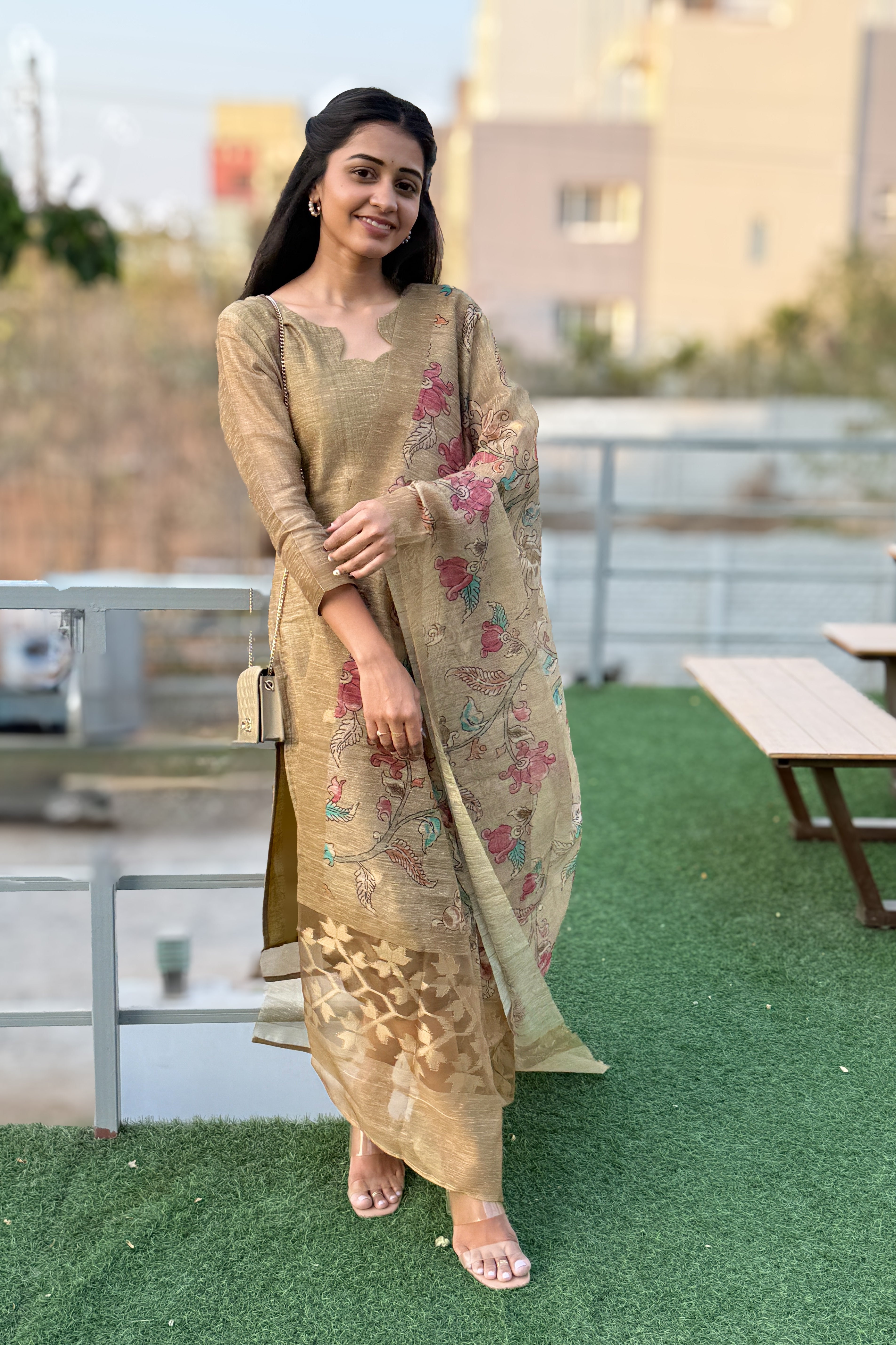 Tissue Silk kurti with Dupatta