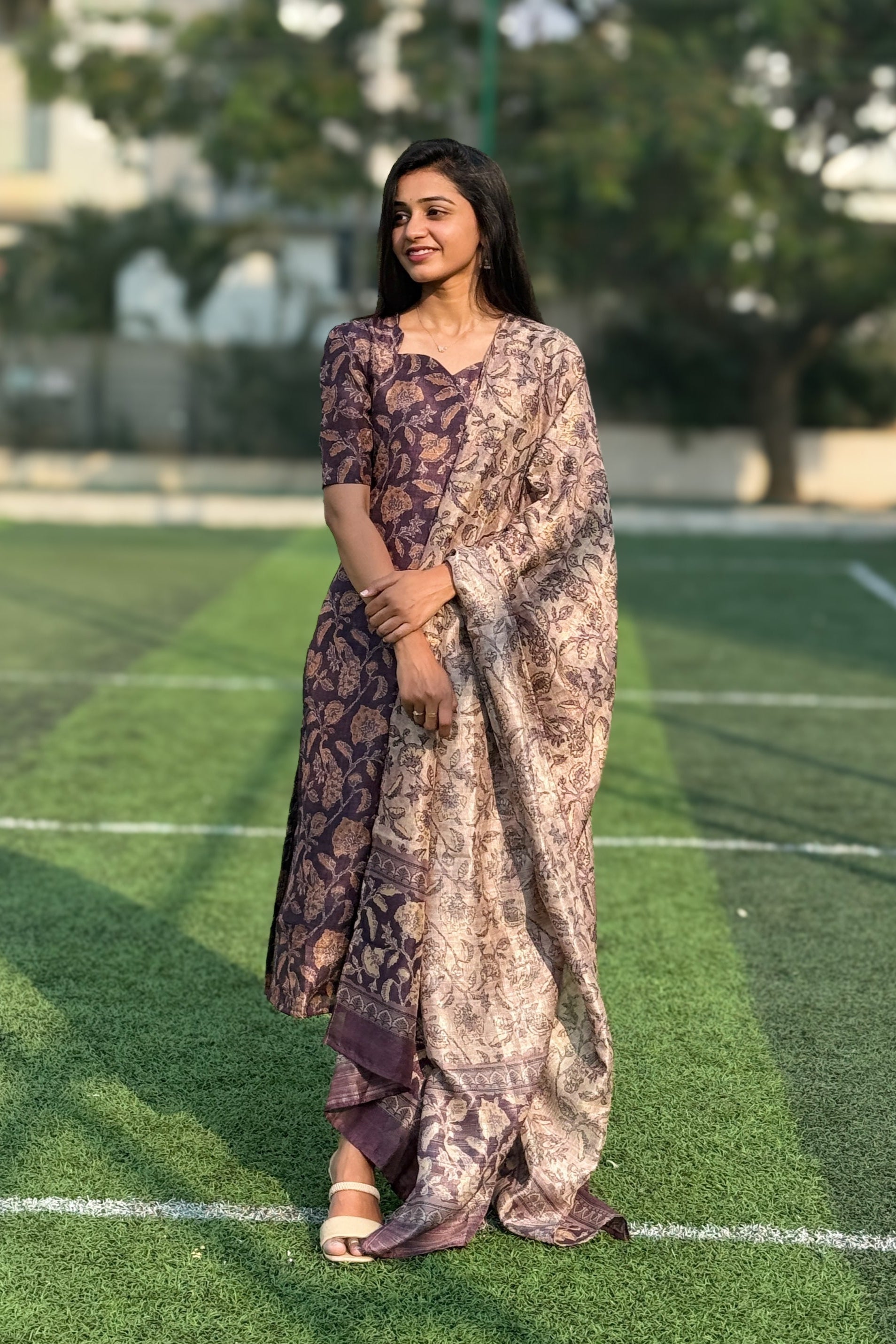 Deep Plum Semi Raw Silk Set