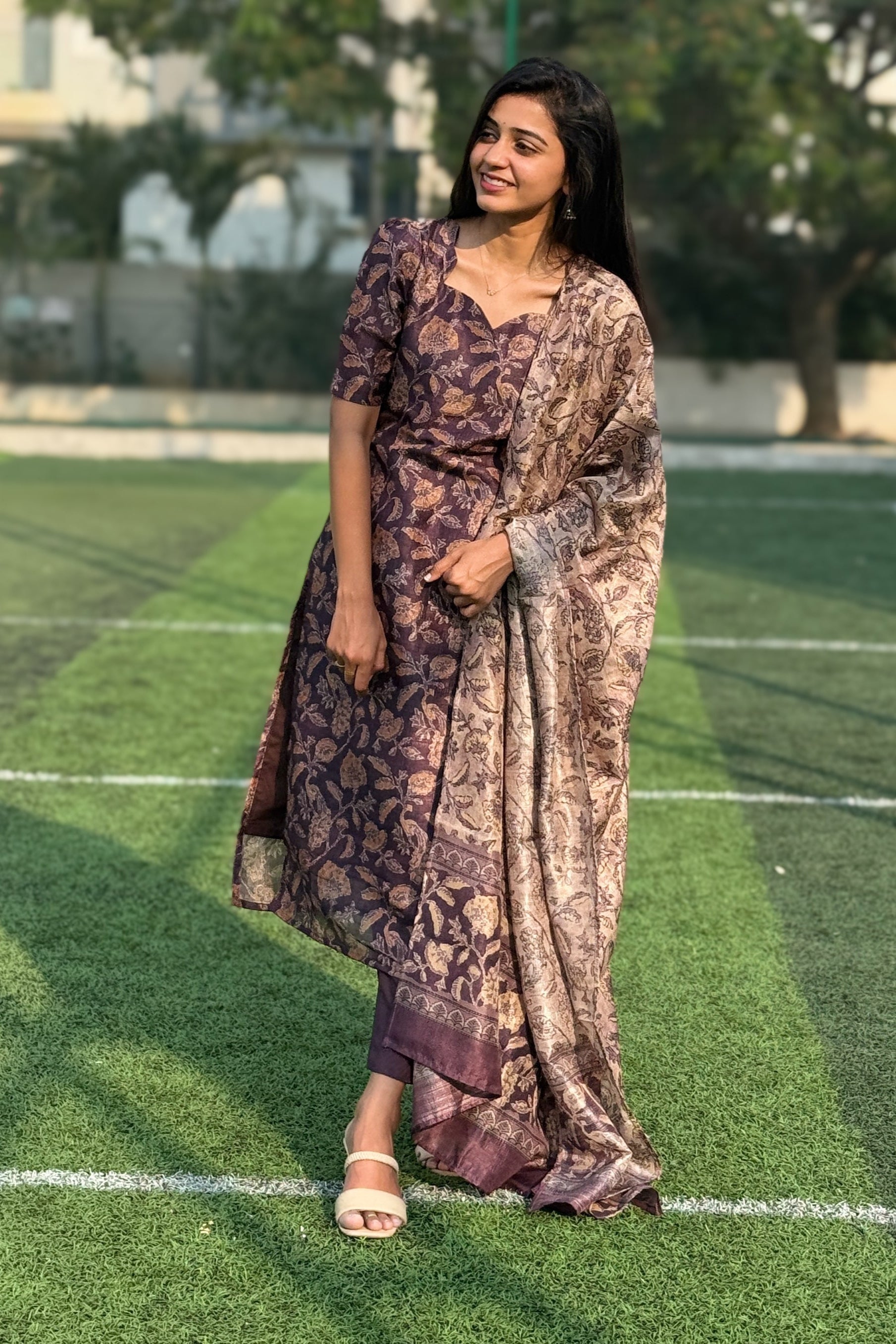 Deep Plum Semi Raw Silk Set