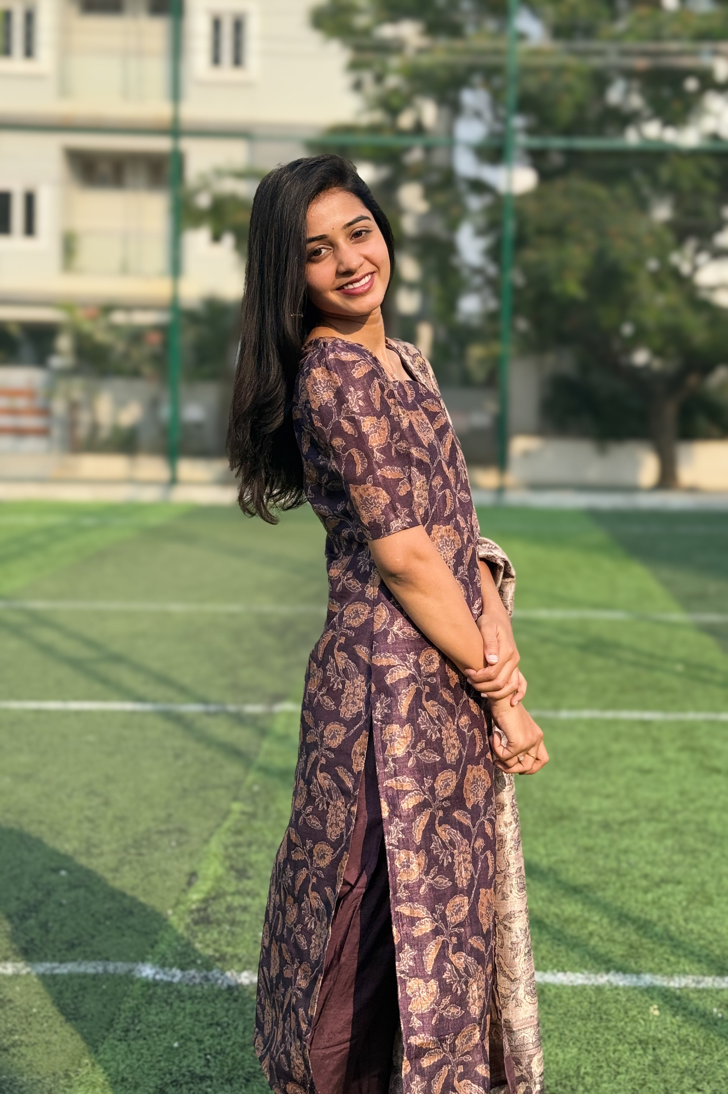 Deep Plum Semi Raw Silk Set