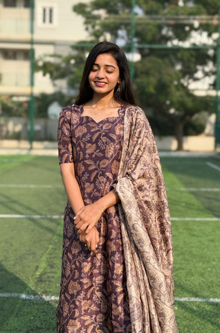 Deep Plum Semi Raw Silk Set