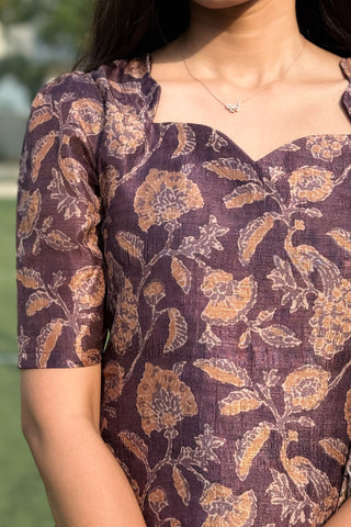Deep Plum Semi Raw Silk Set