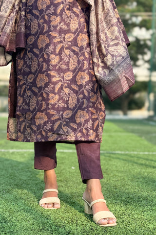 Deep Plum Semi Raw Silk Set