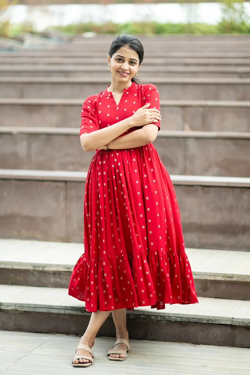 Ruffle Gulab Maxi