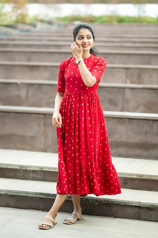 Ruffle Gulab Maxi