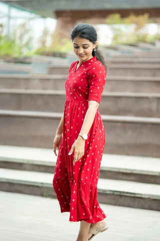 Ruffle Gulab Maxi