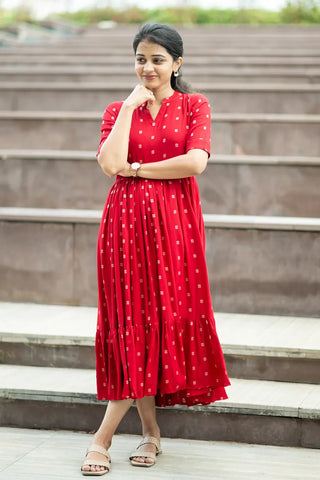 Ruffle Gulab Maxi
