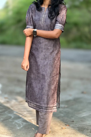Semi Chanderi silk kurta set