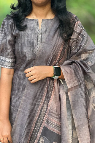 Semi Chanderi silk kurta set
